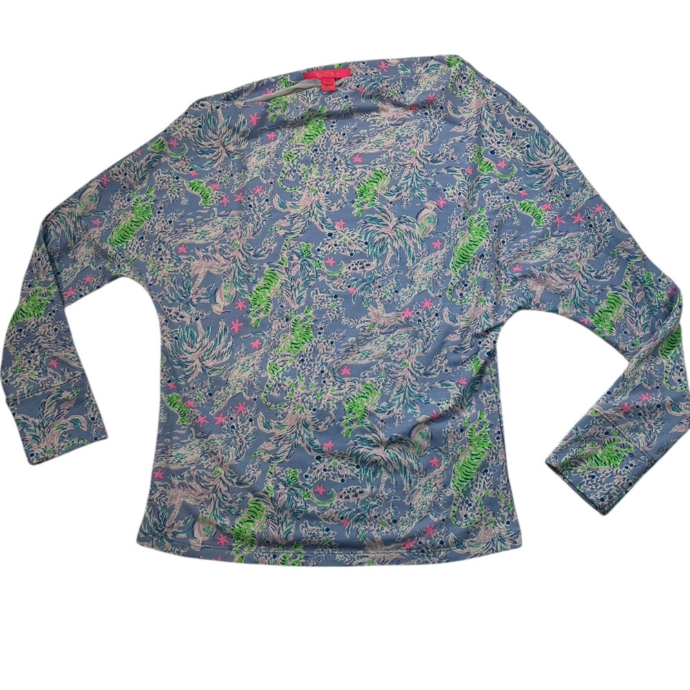 Lilly Pulitzer sheera blue peri long sleeve off the shoulder top M